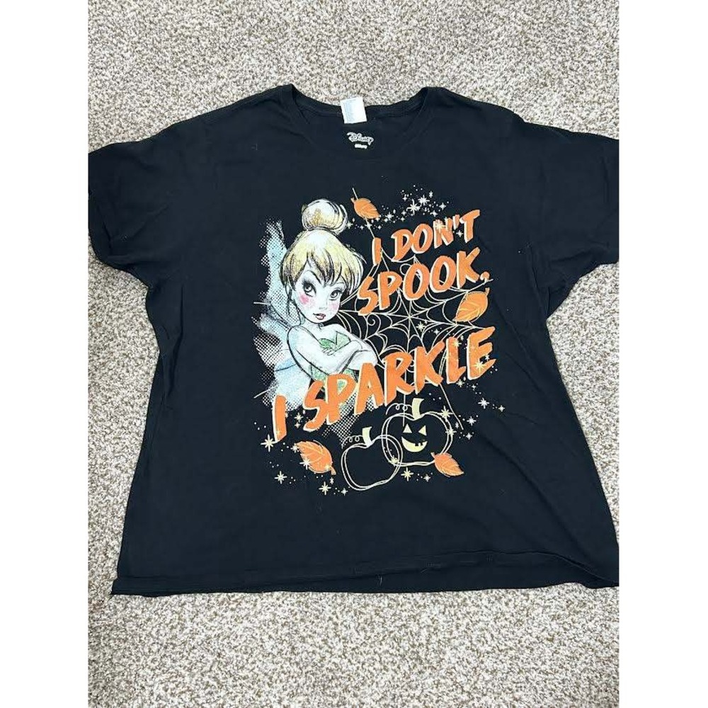 Disney Tinker Bell Halloween Shirt Womens 3XL Black I Don't Spook I Sparkle Tee - Picture 1 of 6